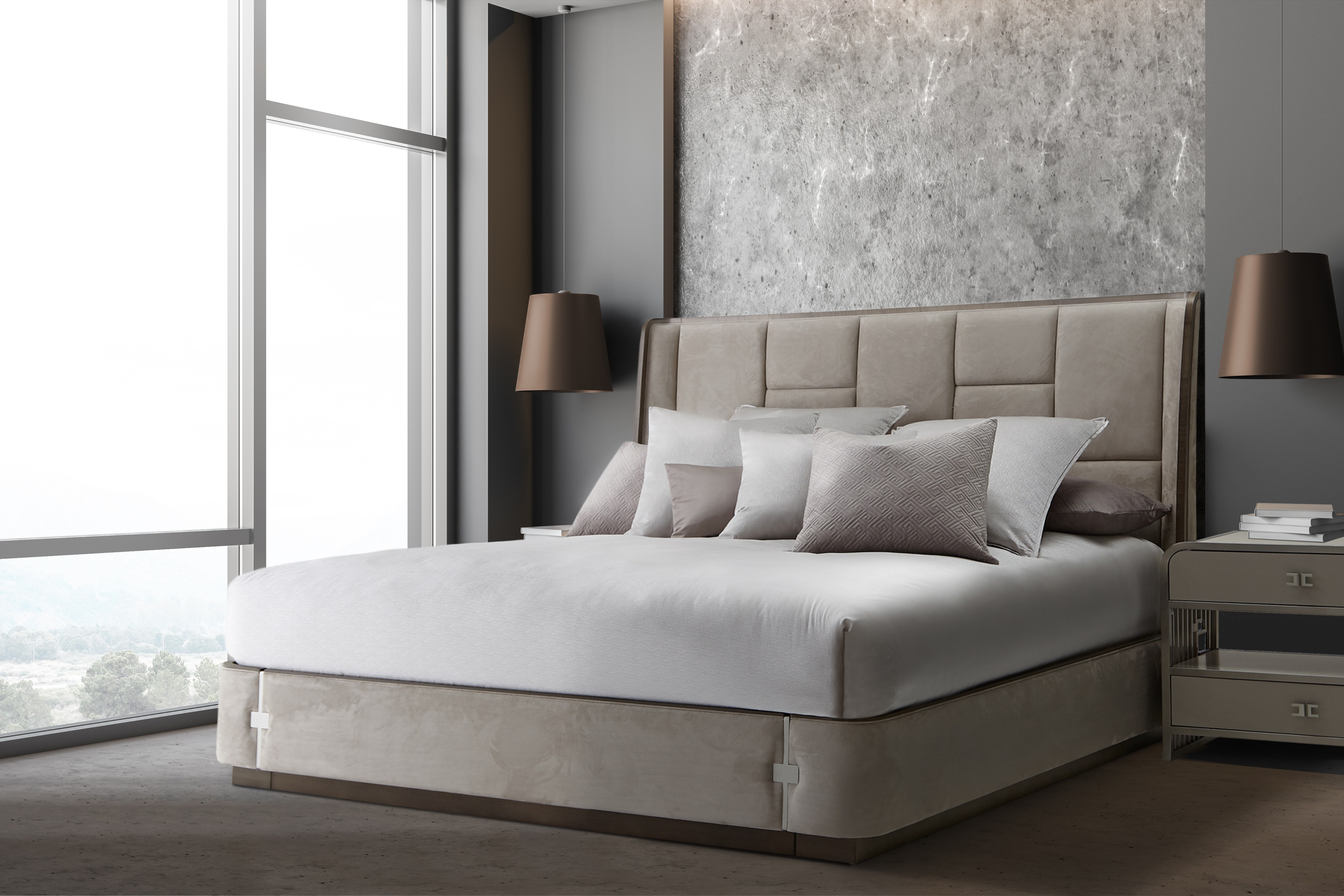 Michael Amini Comforter Set - 10-Piece King - Chrome BCS-KS10-SPNCR-CRO