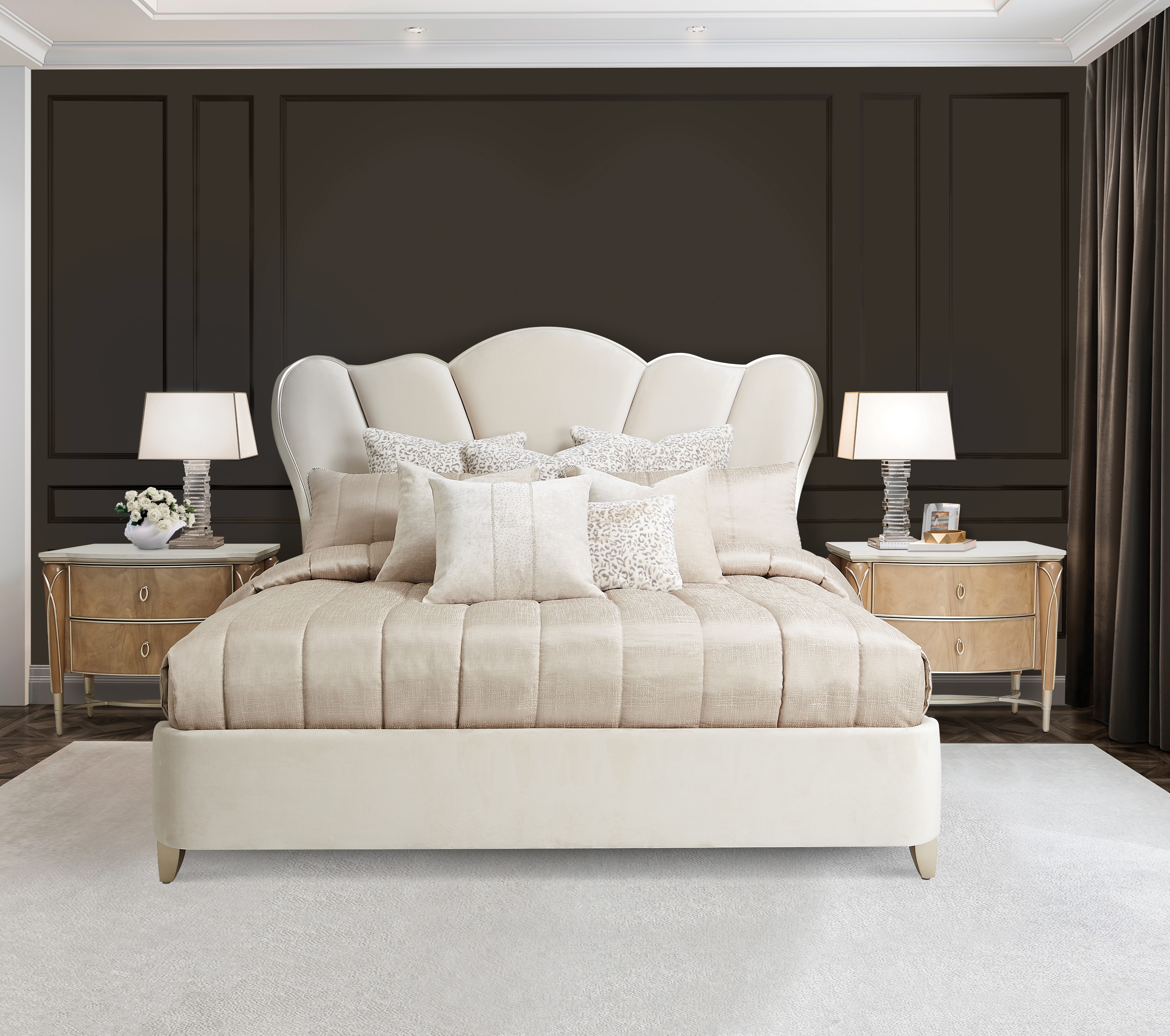 Michael Amini 10 piece King Comforter Set - Latte BCS-KS10-WNTWR-LAT