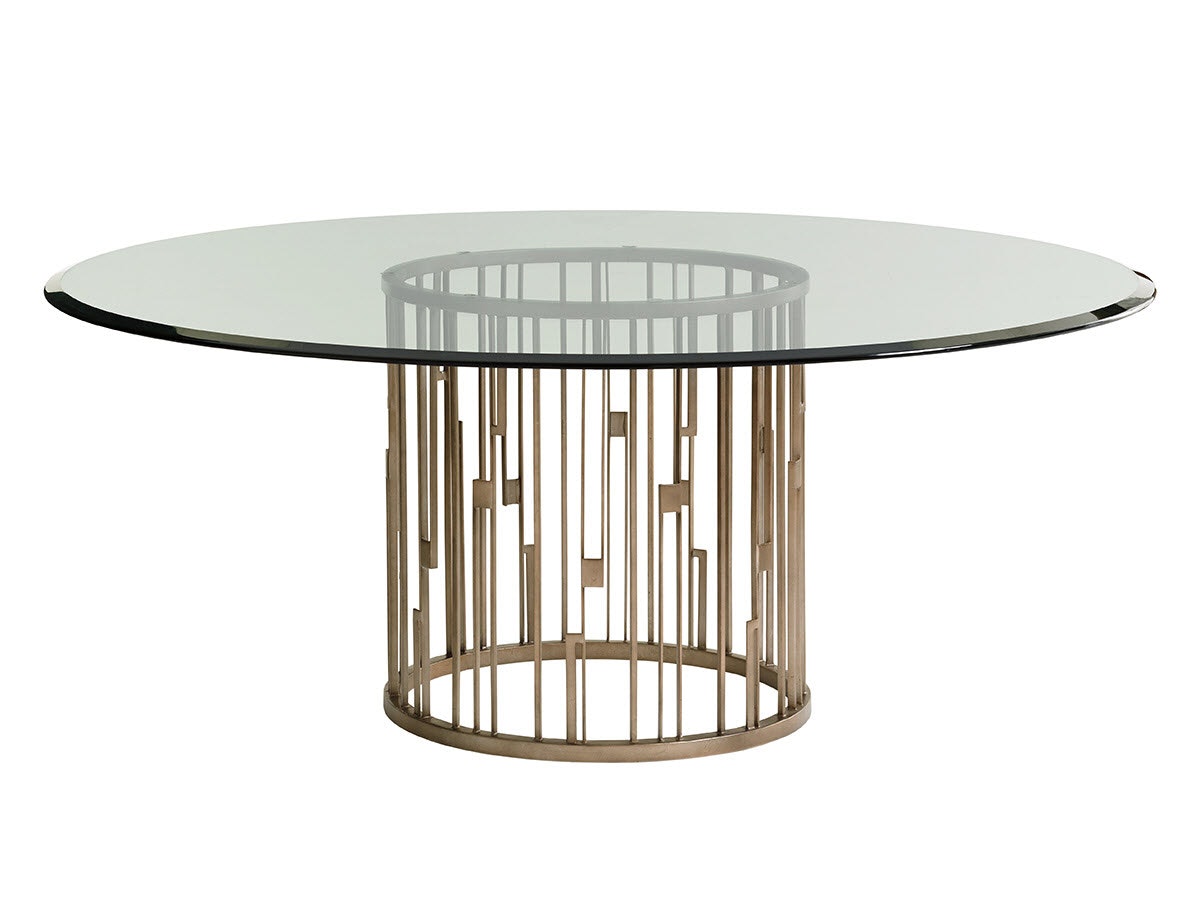 Lexington Rendezvous Round Metal Dining Table With 72 Inch Glass Top 725-875-72C