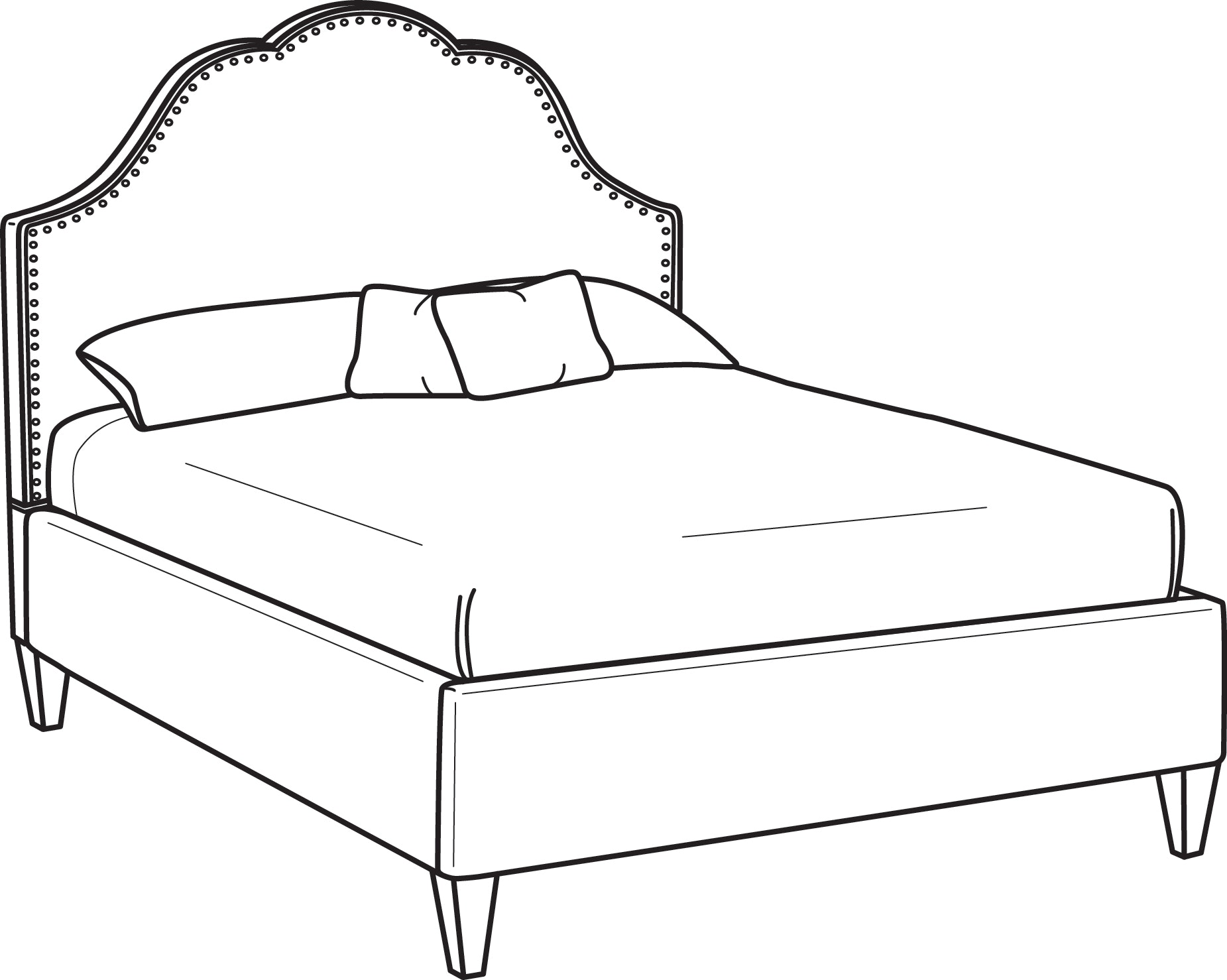Braxton Culler Maeve Queen Upholstered Bed with Nailhead + Tapered Leg 815-021LNP